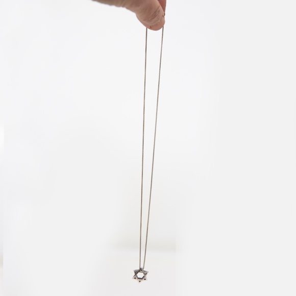 3D 14kt White Gold Star of David Charm & Necklace - Picture 4 of 9